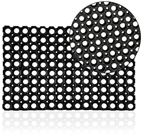 NAUSHA Rubber Hollow Mat Outdoor Entrance Thick Children Playground Garden Safety Floor Matting Anti Fatigue None Slip Drainage Black Door Mat Heavy Weight Washable Large Ramp Mat