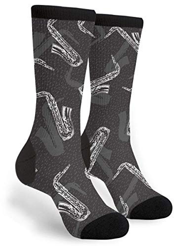248 Damen Herren Outdoorsocken Schwarz-Weiße Skizzen-Saxophone Socken Atmungsaktiv Sportsocken Gepolstert Laufsocken Für Laufen Fitness Spazieren