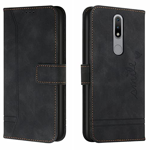 Lihondar Kompatibel mit Nokia 2.4 Hülle, Handyhülle Nokia 2.4, Premium Leder Klappbar Schutzhülle Tasche Wallet mit Brieftasche [Standfunktion] Cover Flip Case Klapphülle für Nokia 2.4 (Schwarz)