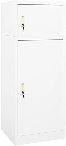 Festnight Metallschrank Sattelschrank mit abschließbarer Stahlschrank Aktenschrank Metall Aufbewahrungsschrank Fächerschrank Spind Kleiderspind Weiß 53x53x140 cm Stahl