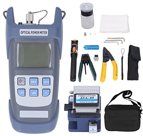 Kit de Herramientas de Terminación de Fibra óptica, Kit de Herramientas de Fibra óptica FTTH de Montaje 23 en 1 con Medidor de Potencia de Fibra óptica, Localizador Visual de Fallas de 10 Km