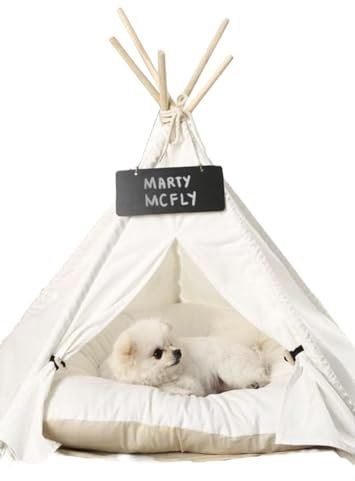 Katzenbett, stilvolles Tipi-Design, ergänzt die Heimdekoration, gemütlich, kleines Hundebett, tragbar, leicht zu reinigen, reduziert den Stress von Haustieren – Haustier-Tipi (weiß, tragbar, faltbar)