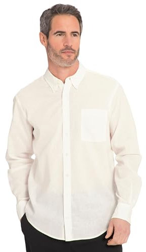 JP 1880 Herren große Größen Menswear L-8XL JP1880 Hemd, Langarm, Leinenmix, Buttondown-Kragen, Modern Fit, bis 8 XL schneeweiß 5XL 782629200-5XL