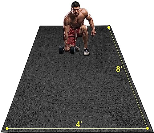BesWin Große Trainingsmatte, 2,4 x 1,2 x 0,6 cm, extra strapazierfähige Trainingsmatten für Heim-Fitnessböden, hochdichte Fitness-Matten, Cardio-Matte für Springseil, MMA, Stretch, Plyo, HIIT