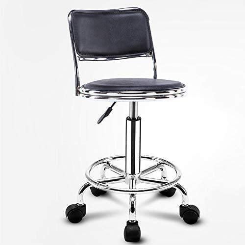 Sonnenliege Gartenstühle Faltbarer Liegestuhl Gaslift Drehstuhl Hocker, Barhocker Verstellbarer KunstlederSalon Hocker Arbeitsstuhl mit Back Office Dinning Pub Gasdruckfeder (Color : Black)