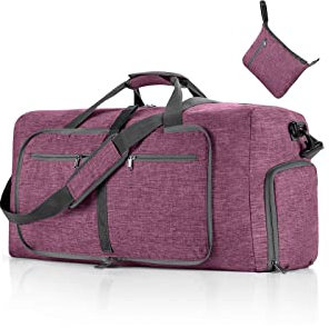 CORIOS Sac de Voyage 85L Pliable avec Compartiment à Chaussures - de Sport Gym Grande Weekend à Bandoulière d'Hôpital Oxford pour Travail Sport Violet Foncé