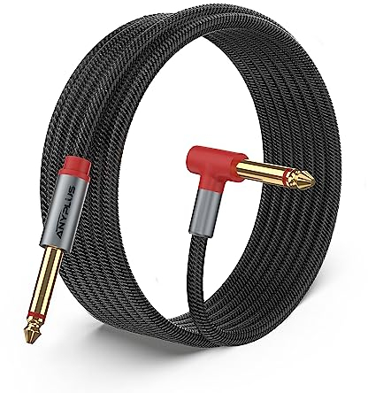 ANYPLUS cable de audio guitarra, línea de amplificador de línea de instrumento de 3ft, línea de audio de 1/4 a 1/4, línea TRS tejida con hilo de pescado para línea de guitarra eléctrica