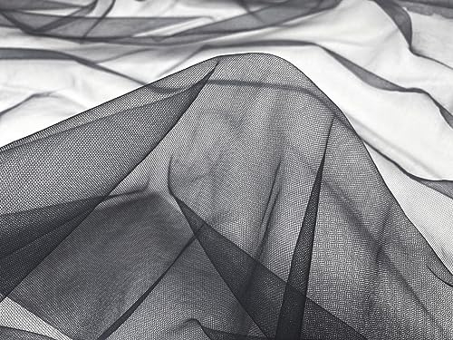 Tüll Stoff Meterware - 160 cm Breite - quer-elastischer, weicher Tüllstoff - Uni Deko Stoff (Anthrazit)