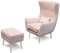Robin Inspire Sessel 82 x 90 x 112 cm Ohrensessel mit Hocker 82 x 36 x 50 cm für Wohnzimmer Polstersessel Relaxsessel mit Fußhocker Sitzhocker Fernsehsessel Modern Hellrosa Füße Weiß