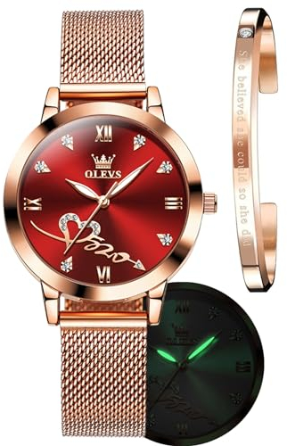 OLEVS Montres pour Femmes Or Rose Montres pour Femmes à Quartz Japonais tanche en Acier Inoxydable Casual Ladies Watch