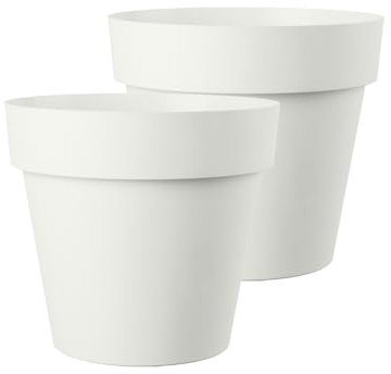 Kreher XXL Pflanztopf/Pflanzkübel rund mit 79 cm / 58 cm Durchmesser, ausstattet mit Rollen! Der Eye-Catcher für Garten, Terrasse, Restaurants & Gewerbe! (Weiß, 2er XL)