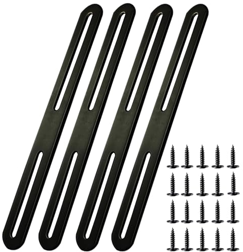 Pattes de Fixations 215 x 24mm Patte de Fixation Noir en Acier Inoxydable Pattes D'assemblage pour Réparation Connexion Fixations Meubles 4PCS (4, 215*24mm)