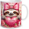 TRIOSK Tasse Valentinstag Faultier mit Herz I Love You Spruch Ich liebe Dich Geschenk Tierliebe für Sie Frauen Freundin Faultierliebhaber, Keramik 300ml