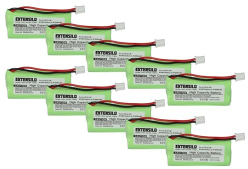 EXTENSILO 10x Akku kompatibel mit Siemens Gigaset A240 Duo, A24, A240, A240 weib, A165 Trio schnurlos Festnetz Telefon (850 mAh, 2,4 V, NiMH)