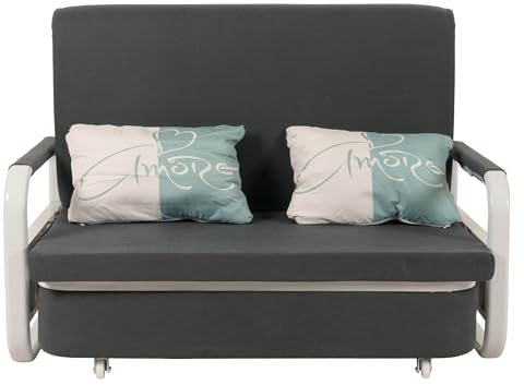 Mendler Schlafsofa HWC-M83, Schlafcouch Couch Sofa, Schlaffunktion Bettkasten Liegefläche, 130x185cm - Stoff/Textil dunkelgrau