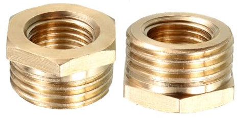 DTGN Raccord de Tuyau en Laiton 1/2 Pt Mâle x 1/4 Pt Femelle - Lot de 2 - Convient pour la Connexion de Tuyaux - Adaptateur Réducteur en Laiton - Tonalité Dorée