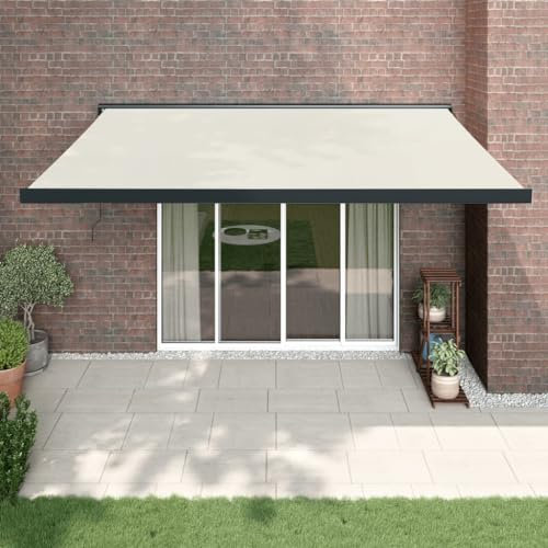 Tenda da Sole, Tenda Parasole Esterno Pergolato Da Giardino Tende Balcone Esterno Tende Per Balcone Adatto per Esterno Balconi Giardino Porta Esterna Retrattile Crema 4x3 m in Tessuto e Alluminio