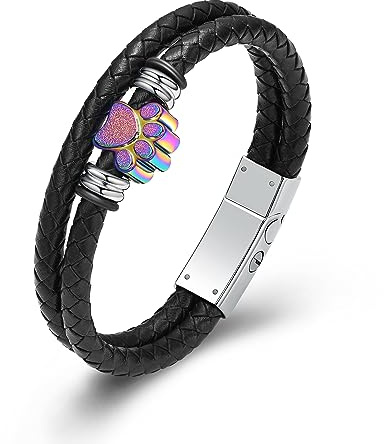 memorial jewelry Hund Pfote Urne Armband für Asche geflochtenes Leder Einäscherung Schmuck für Asche für Hund Katze Keepsake Armreif