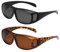 UILYNIU 2 Paar Polarisiert Sonnenbrille zum Überziehen für Brillenträger, Übergröße Sonnenbrille für Damen Herren, Überbrille Überziehbrille UV-Schutz Fit-Over Brille für Autofahren Angeln