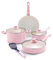 GreenLife Soft Grip 8-teiliges Kochgeschirr-Set, ungiftig, PFAS-frei, Keramik, antihaftbeschichtet, Braten, Soße, Sautieren, Utensilien, Glasdeckel, kühlbleibende Griffe, wackelfrei, spülmaschinen-
