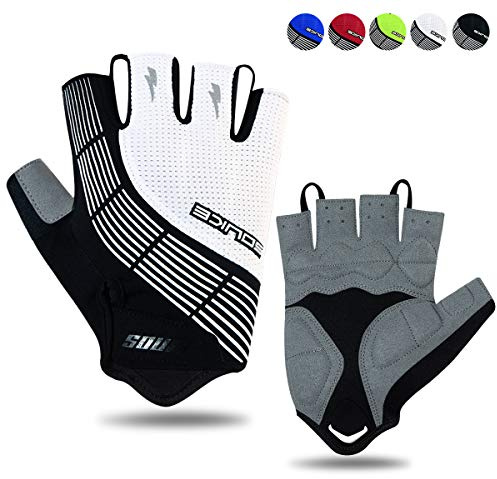 Souke Sports Herren Damen Fahrradhandschuhe Sommer Halbfinger Radhandschuhe | Fingerlos Fahrrad Handschuh mit Gepolsterte StoßDäMpfung,Atmungsaktiv Kurz Rennrad Handschuhe für Road,MTB