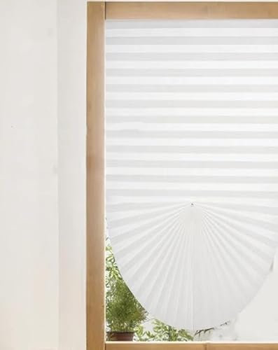 No Drill Non-Woven Fabric Blinds - Cut to Size, Easy Fit, Self Adhesive Stick On Pleated Temporary Shades for Windows, Patio Doors, Kitchen, Bathroom, Bedroom (1, White, 60*150cm)