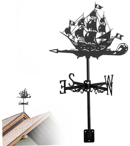Girouette Bateau pirate Girouettes pour le jardin Montage sur toit Girouette pour cour Indicateur de direction du vent en métal pour décoration de toit de jardin Terrasse Girouettes pour le jardi