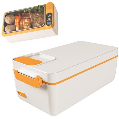 Electric Heated Lunch Box, 40W Self Heating Lunch Box Cordless with Leak-proof Lid, 304 Food-grade Stainless Steel and 1L Ultra Large Capacity, 6 Hours of Heat Retention, Silent Heating for Indoor Car
