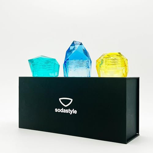 sodastyle 3er Set Deckel für Sodastream Crystal, Penguin & Aarke – Ersatzverschluss aus Acrylglas für Glasflaschen | Blue Lagoon