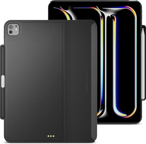 MAGEASY CoverBuddy Schutzhülle für M4 iPad Pro 13 Zoll (33 cm) (2024) – iPad Pro Hülle kompatibel mit Magic Keyboard für iPad Pro (M4), verbesserte Dicke und Wärmeableitung – Schwarz (Leder 5.05)