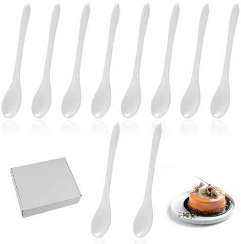 Eierlöffel Kunststoff Frühstückslöffel aus Kunststoff, 10 Stück Wiederverwendbarer Dessertlöffel aus Hochwertigem Kunststoff für Kaffee, Dessert, Marmelade (Weiß, 13.9x2.4cm)