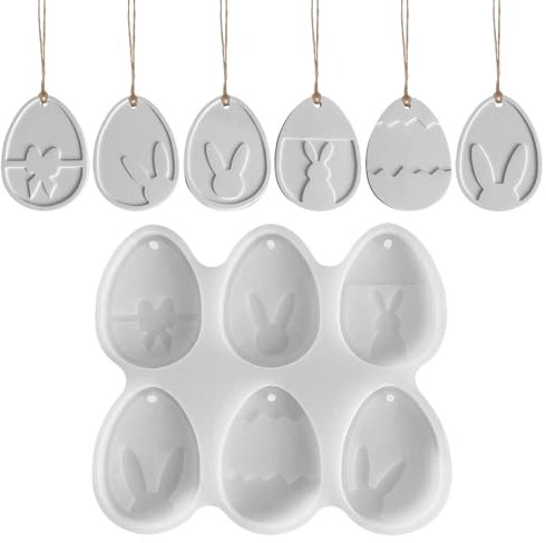 Skeadex Silikonformen Gießformen Hase,6 Stück Silikonform Hase Anhänger Ostern Hase Gießform Osterhase Beton Zum Gießen Anhänger Gießformen Ostern Giessform Silikon Ostern Hase Gießformen Silikon (D)