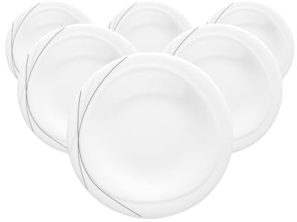 Seltmann Weiden Trio Highline Lot de 6 assiettes à pain, 20 cm, petites assiettes à dessert, avec lignes noires et grises, passent au lave-vaisselle et au micro-ondes, en porcelaine, blanches