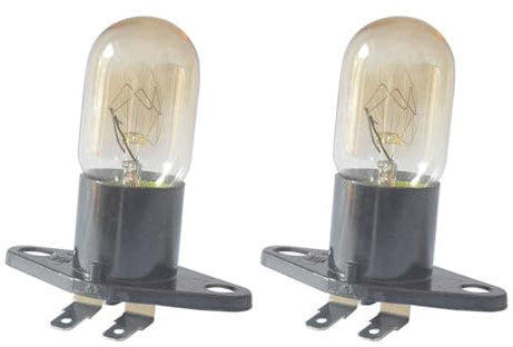 XFUYI - 2 Bombillas de Repuesto para Horno microondas, 20 W, 2 A, 250 V, con Base, Accesorios de Cocina, Vidrio y plástico