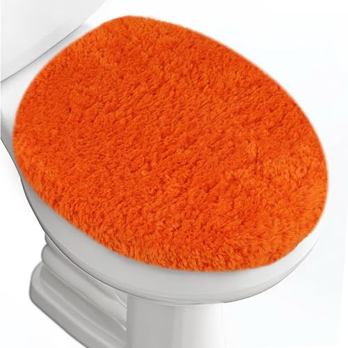 BAAHRNOM Soft Microfiber Toilet Seat Cover 17.5 x 15 Machine Washable | Solid Toilet Lid Cover Adjustable Rubber Backing Fits Most 16 -17.5 L x 14-16 W Round Oblong and Elongated Toilet Seat