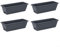 Yhenlovtt Set di 4 fioriere rettangolari in plastica da 4-42 cm, con fori di drenaggio e vassoio, per giardino, balcone, davanzale (grigio scuro)