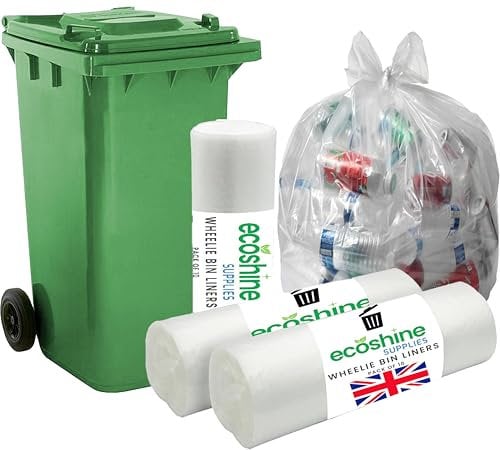 Strong Clear Wheelie Bin Liners Heavy Duty Rubbish Sacks for Big Refuse Bins 240 Litre Refuse Sacks Heavy Duty (30)