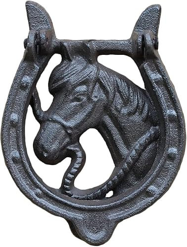 Gusseisen Pferd Kopf Klopfer, Vintage Türklopfer Für Vorne, Dekorativer Türklopfer, Black, 16.5 * 12 * 2.6cm