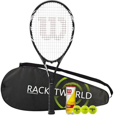 Wilson Federer Erwachsene Tennisschläger (verschiedene Bundle-Optionen) Black/White Series