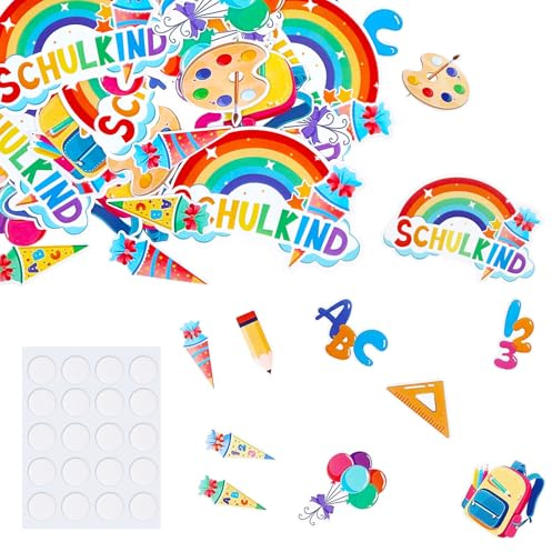 60 Stück Konfetti Einschulung Deko, Tischdeko Einschulung Schuleinführung Schulkind Schulanfang Dekoration, Deko Schulanfang Junge Streudeko Einschulung, Mädchen Einschulung Konfetti
