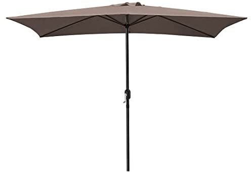 Acomoda Textil – Sombrilla de Jardín Forro Anti UV 200 x 300cm Parasol de Aluminio con Manivela, Toldo Rectangular para Patios y Terrazas (Topo)