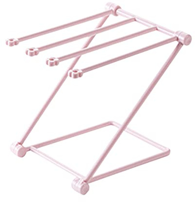 Cocoarm Foldable Countertop Dishcloth Drying Rack, Multi-Purpose Plastic Towel Holder Stand, Holds 4 Hand Towels for Kitchen Bathroom Fast Drying & Storage (Light Rosy)