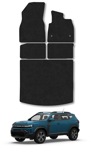 Car Mats & Boot Liner Set Compatible with Dacia Duster [Upper Boot] (2024+) Tailored Black Carpet 550GSM Water-Resistant Anti-Slip Durable Easy-Clean All-Weather Full Coverage Protector Accessory