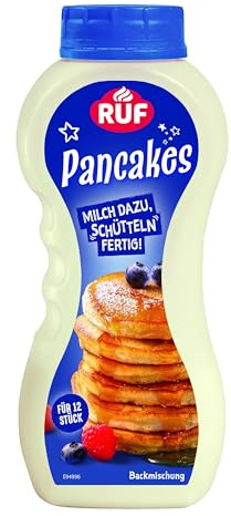 RUF Pancakes Shaker, Teig-Mischung für 12 fluffige Pancakes in praktischer Schüttelflasche, nur Milch zugeben, schütteln und backen