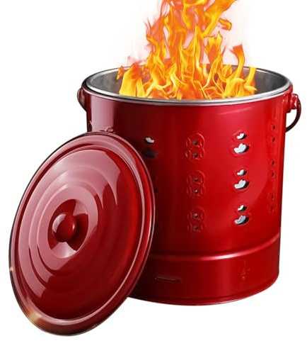 Kustimantu Fût de combustion - En acier inoxydable - Incinérateur pour boîtes de monnaie - Pour poêles à bois, extérieur, camping, jardinage, ferme, balcon, paysagiste