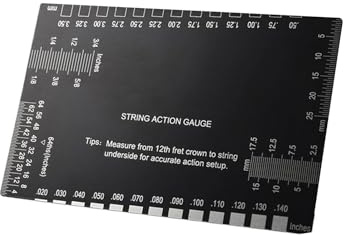 Guitar String Action Gauge Measuring Tool Ruler | with Metric & Imperial Scales Guitar Gauge Tool for Music Neck Nut Repair Tremolo Fret Crowning