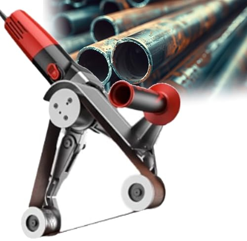 Levigatrice a Nastro Professionale per Tubi, Levigatrice per Tubi Rotondi Da 1100 W Con 5 Nastri Abrasivi, Per Levigatura, Satinatura E Lucidatura Di Tubi in Alluminio, Ferro E Acciaio. 3Roller