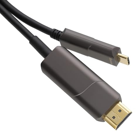 Long USB-C to HDMI 2.0 Cable 4K 60Hz Active Optical AOC Lead 18Gbps for Monitor TV Projector Laptop PC Display High Speed Black Gun Metal - 20m