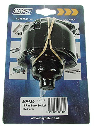 Maypole 129 Euro 12V 13-Pin Socket, Black