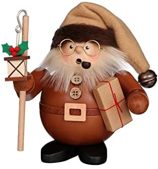 Räuchermännchen Weihnachtsmann mit Laterne natur - 15,5cm - Original Erzgebirge Räuchermann Christian Ulbricht